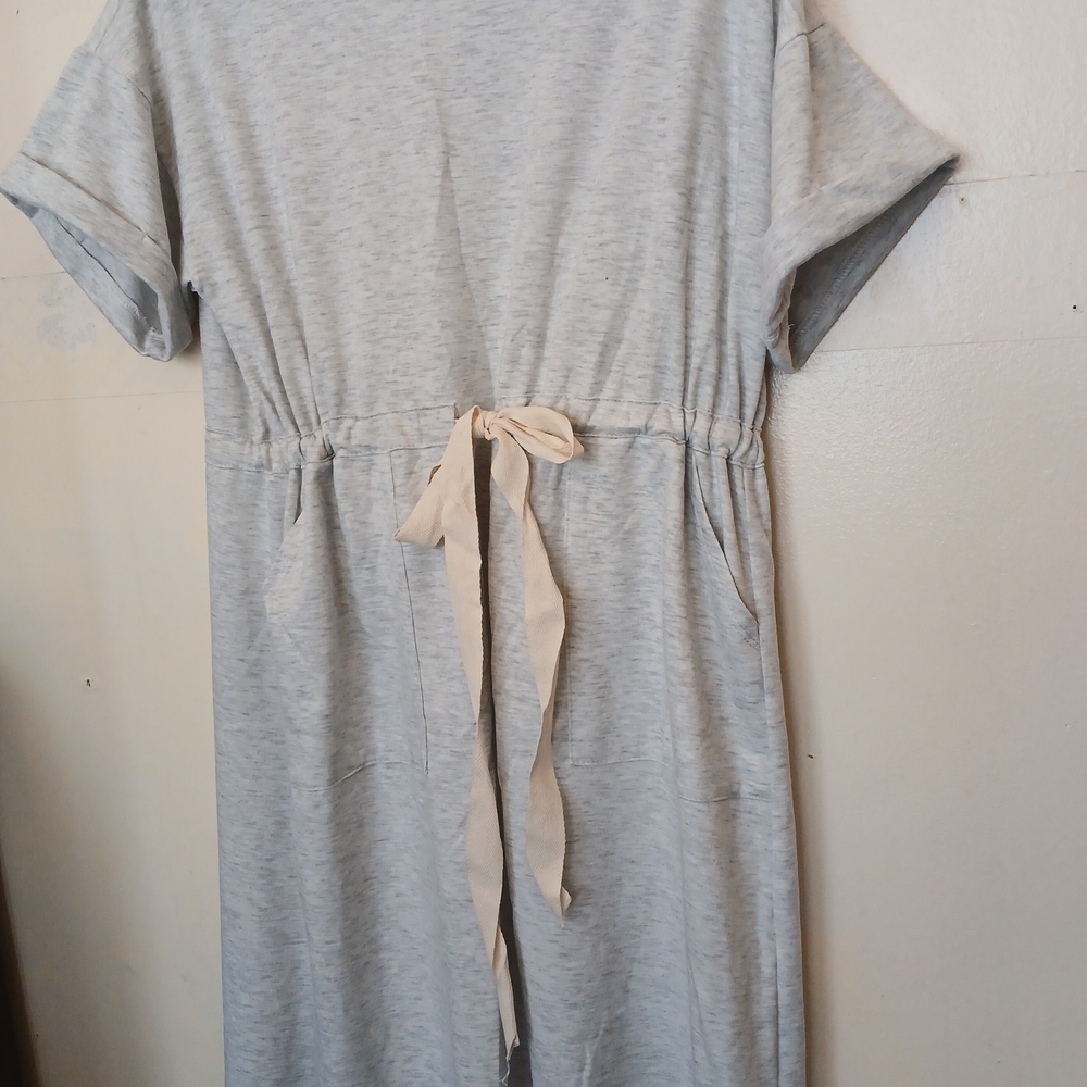 Flamingo Urban Light Gray Maxi Dress with Beige Tie